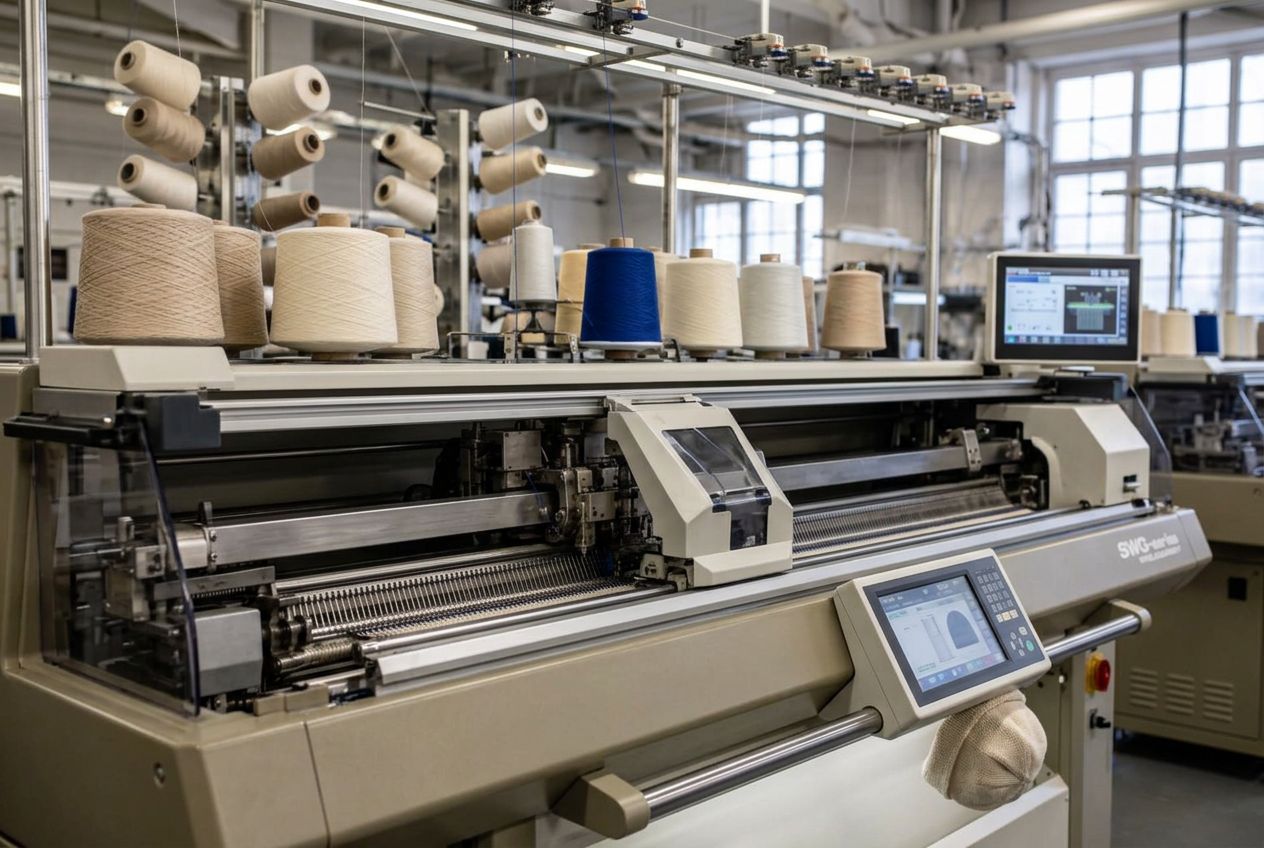 A WHOLEGARMENT knitting machine in a New York factory